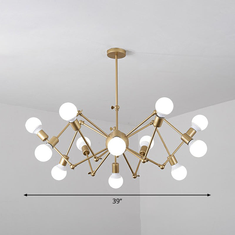 Nordic Swing Arm Pendant Chandelier with Open Bulb Design