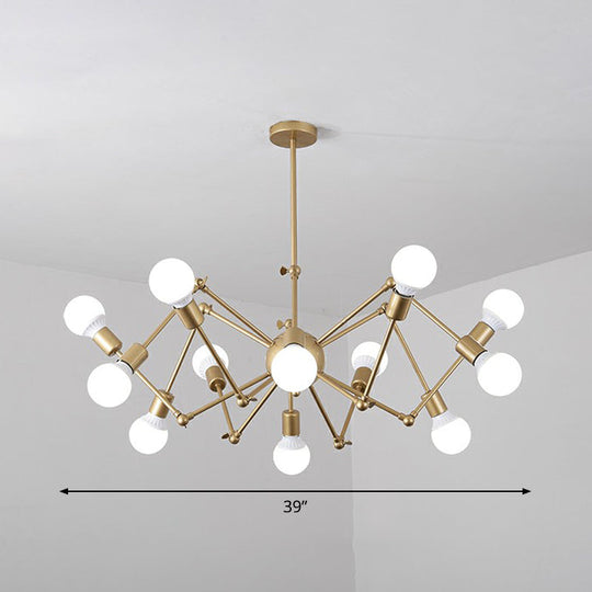 Nordic Swing Arm Pendant Chandelier with Open Bulb Design