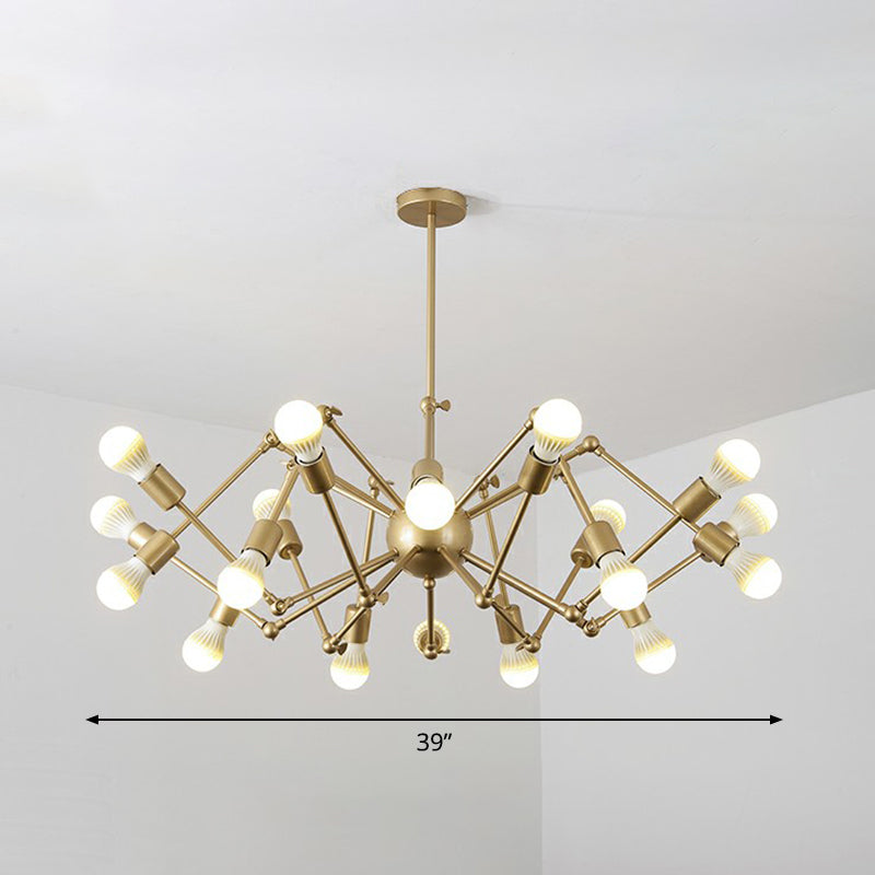 Nordic Swing Arm Pendant Chandelier with Open Bulb Design