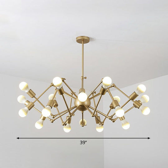 Nordic Swing Arm Pendant Light Ceiling Chandelier With Modern Open Bulb Design 20 / Gold