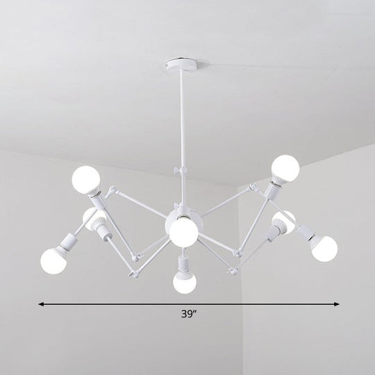 Nordic Swing Arm Pendant Chandelier with Open Bulb Design