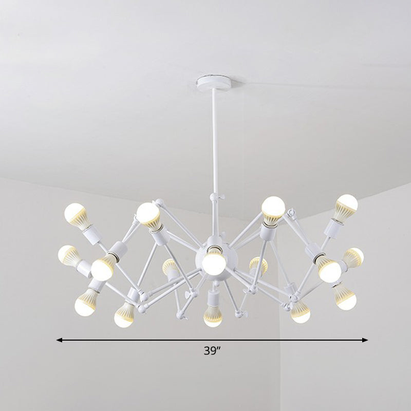 Nordic Swing Arm Pendant Chandelier with Open Bulb Design