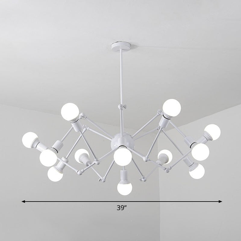 Nordic Swing Arm Pendant Chandelier with Open Bulb Design