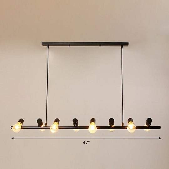 Industrial Iron Ceiling Light: Black Naked Bulb Pendant Spotlight For Dining Room Island 8 /