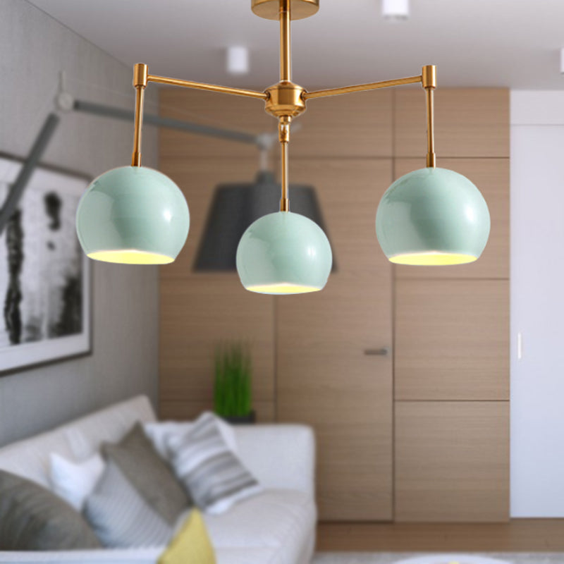 Macron Metal Dome Pendant Light Blue Chandelier For Bedroom - 3/6/8 Lights 3 /