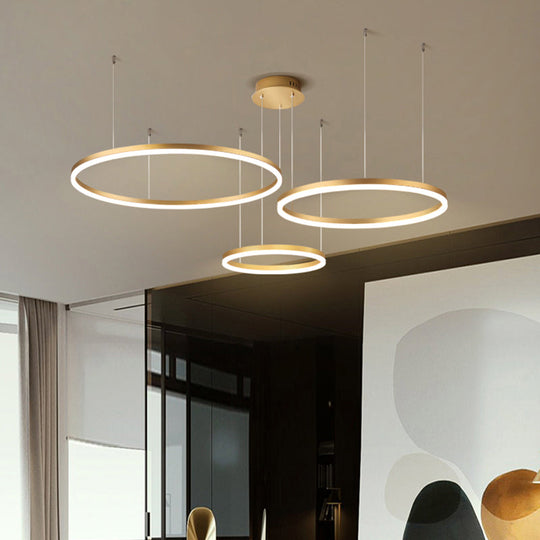 Sleek Aluminum Led Pendant Lamp: Stylish Chandelier For Living Room