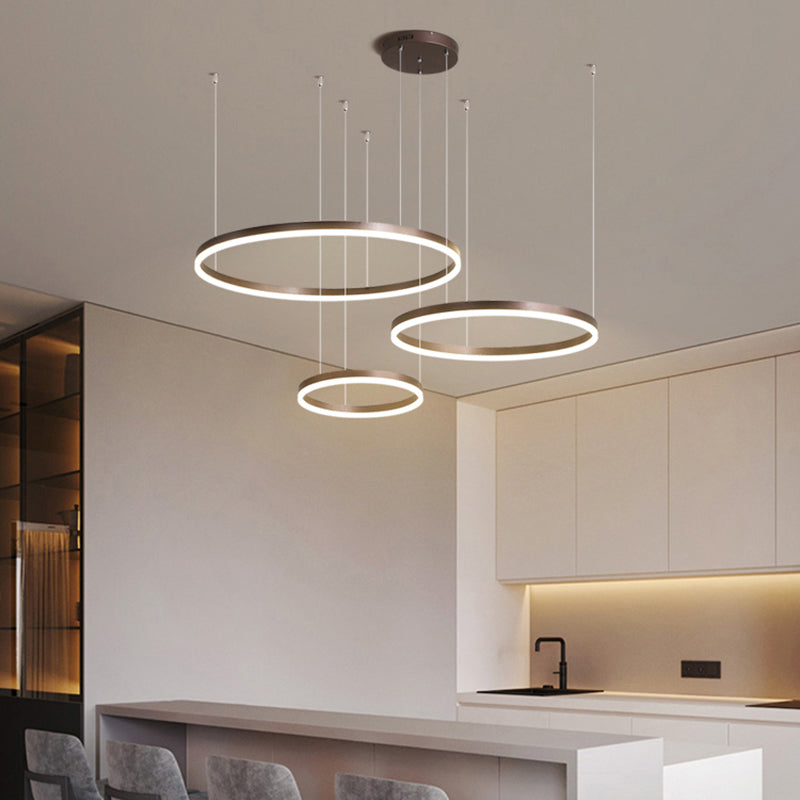 Sleek Aluminum Led Pendant Lamp: Stylish Chandelier For Living Room