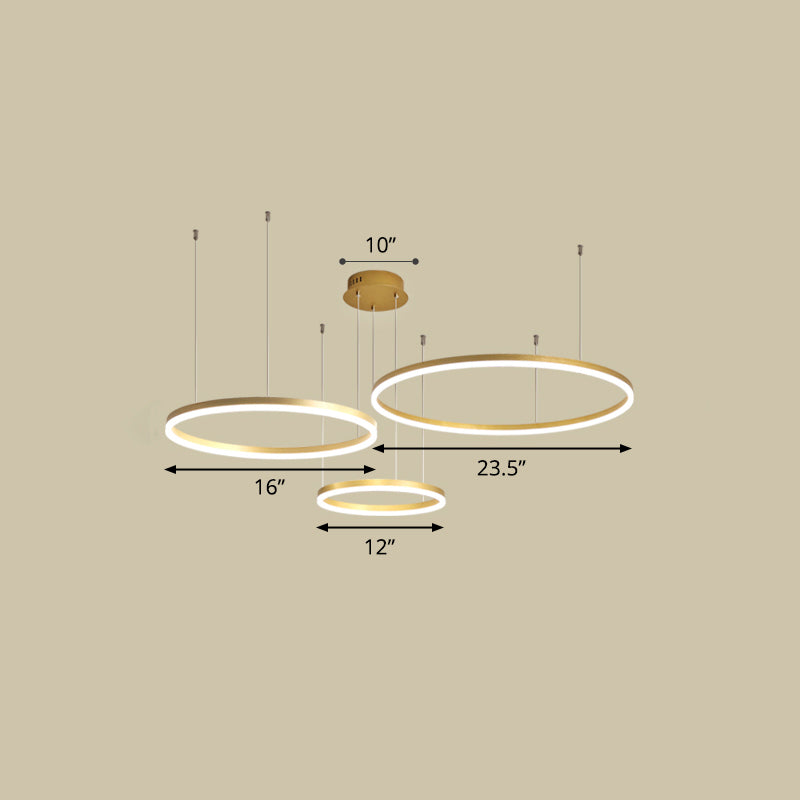 Sleek Aluminum Led Pendant Lamp: Stylish Chandelier For Living Room Gold / 23.5 Remote Control