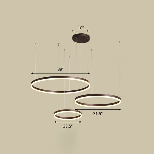 Sleek Aluminum Led Pendant Lamp: Stylish Chandelier For Living Room Coffee / 39.5 Remote Control