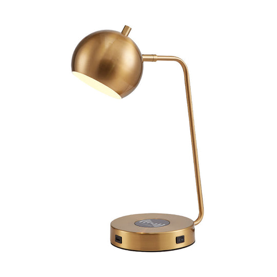 Minimalist Metal Rotating Dome Table Light - Gold Night Lamp With Wireless Charger Base