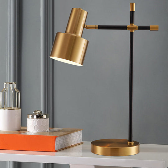 Adjustable Study Desk Lamp: Grenade Table Light In Gold-Black Modern Metal Design