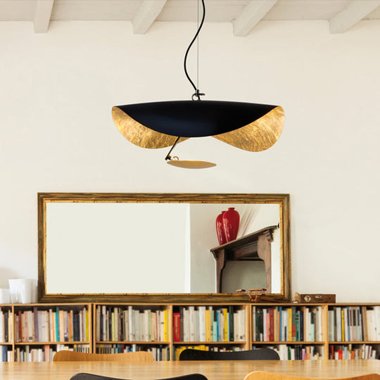 Modern 1-Bulb Pendant Lamp With Metal Hat Shade - Perfect For Restaurants Gold-Black / 16