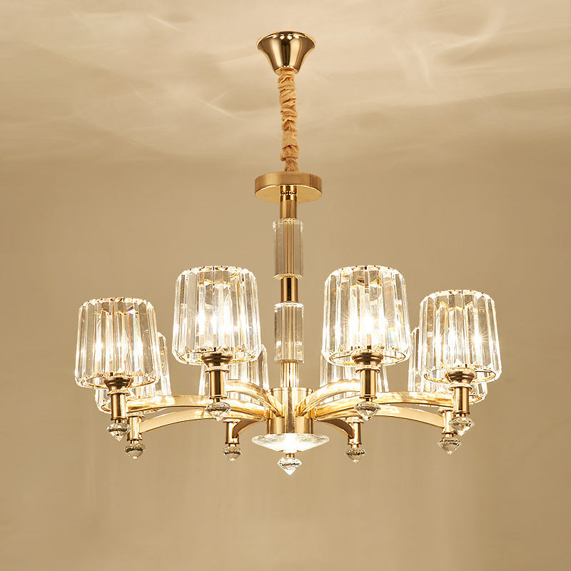 Modern Brass Cylindrical Crystal Chandelier For Living Room 8 /