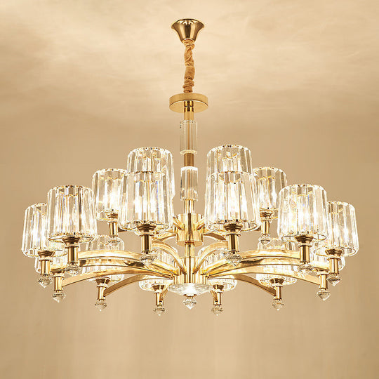 Modern Brass Cylindrical Crystal Chandelier For Living Room 18 /