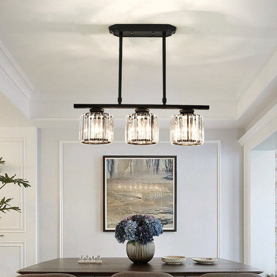 Crystal Shade Ceiling Light For Dining Room Island In Simple Style