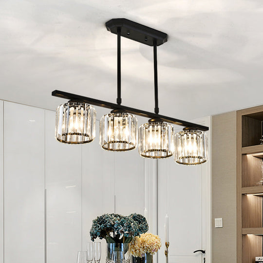 Crystal Shade Ceiling Light For Dining Room Island In Simple Style