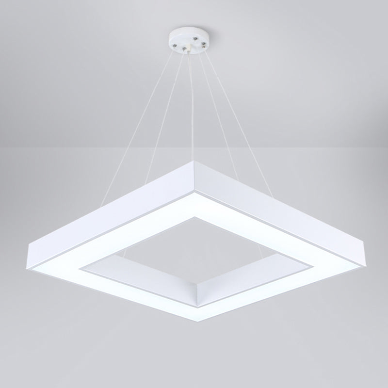 Sleek Led Square Chandelier Ceiling Light With Acrylic Shade For Offices