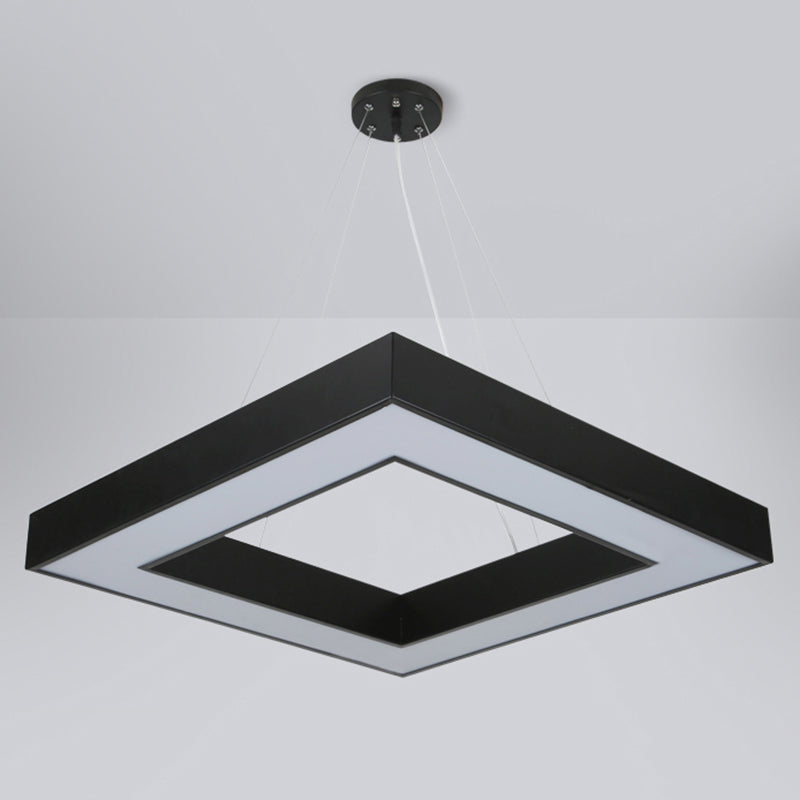 Minimalistic LED Hanging Ceiling Light: Square Chandelier Lighting for Office with Acrylic Shade