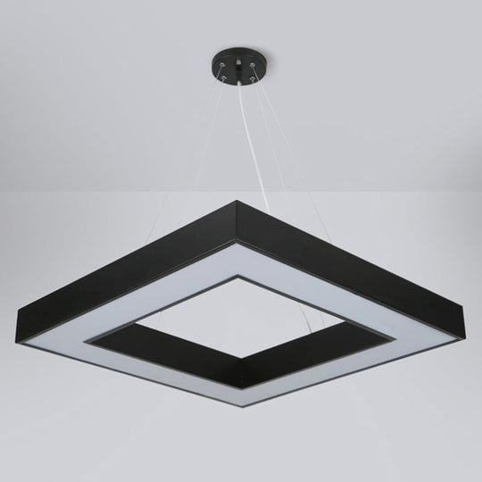 Sleek Led Square Chandelier Ceiling Light With Acrylic Shade For Offices