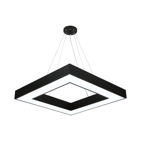 Sleek Led Square Chandelier Ceiling Light With Acrylic Shade For Offices