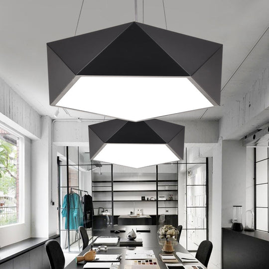 Black Pentagon LED Hanging Light Ceiling Chandelier