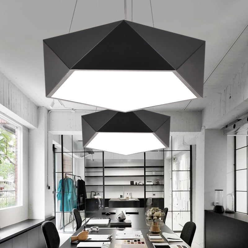 Modern Black Pentagon Led Hanging Light Fixture For Office Ceiling Chandelier