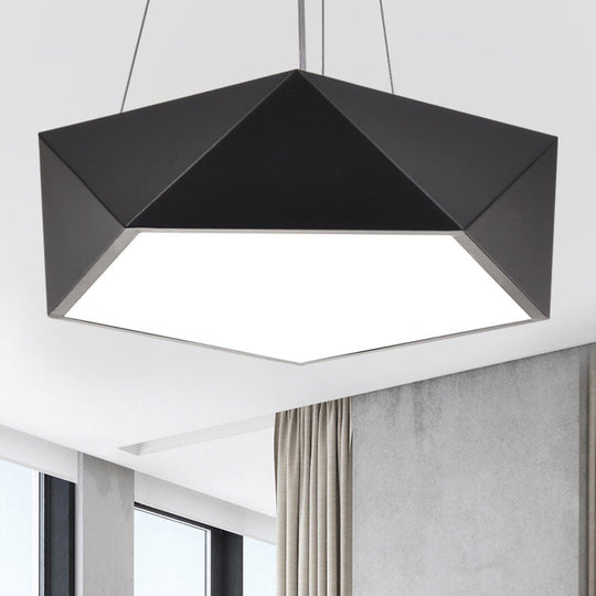 Black Pentagon LED Hanging Light Ceiling Chandelier