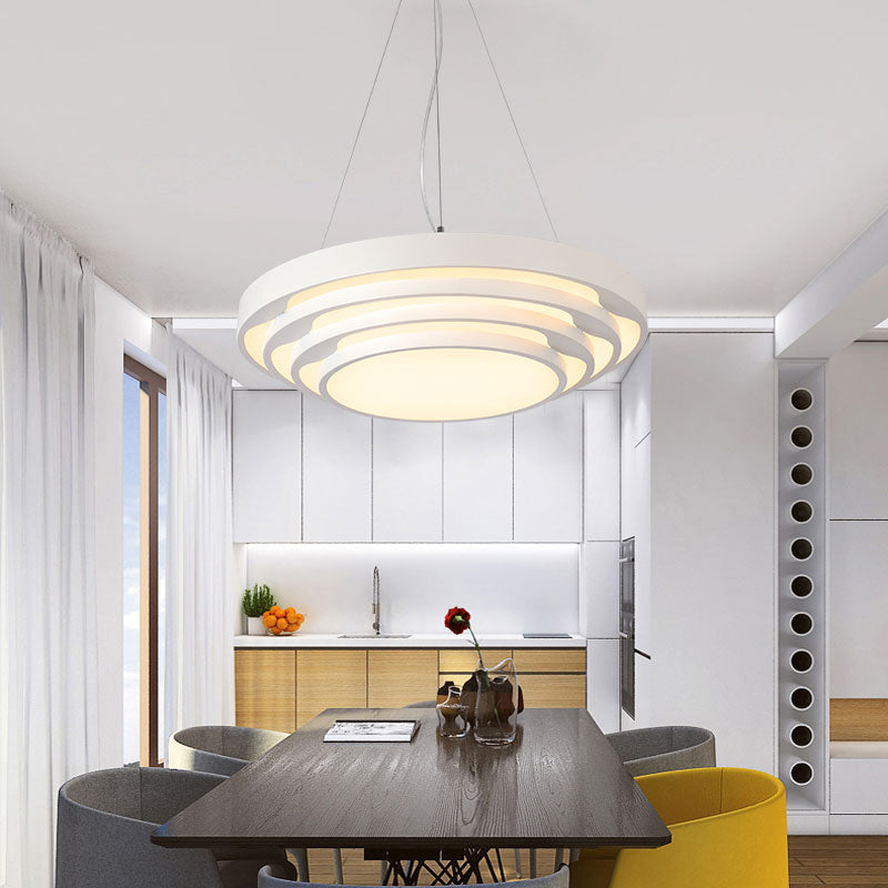 Modern Led Hanging Round Chandelier Light With Acrylic Shade - Ideal For Offices