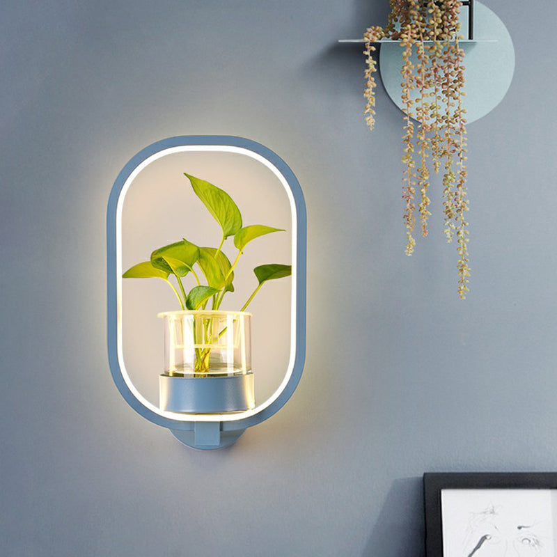 Modern Metal Wall Sconce With Artistic Loop Design And Clear Glass Plant Pot Blue / Third Gear