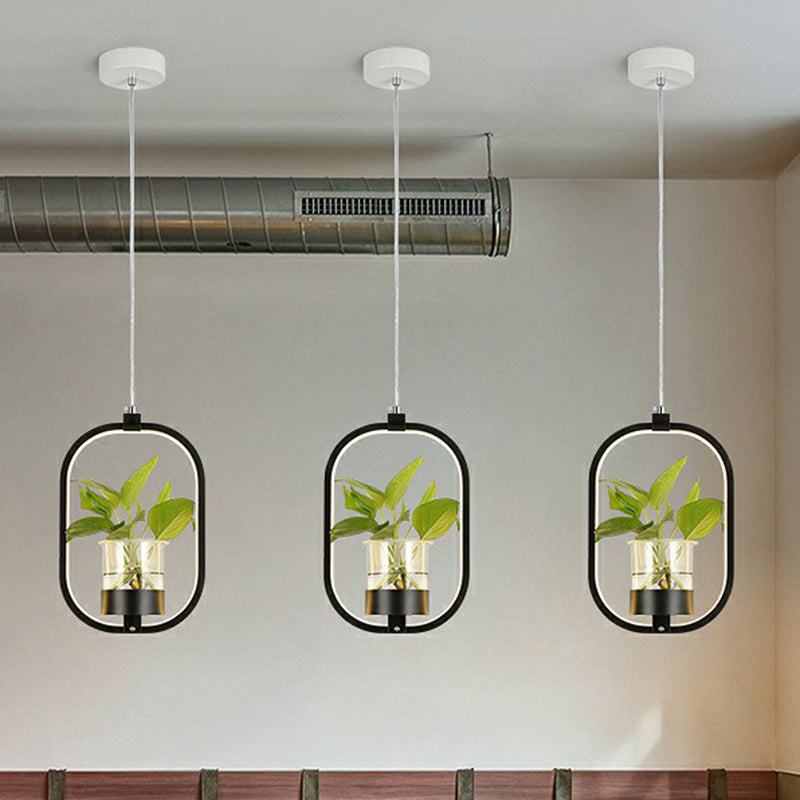 Nordic Led Ceiling Pendant With Acrylic Shade And Glass Plant Bucket - Stylish Lighting For Dining