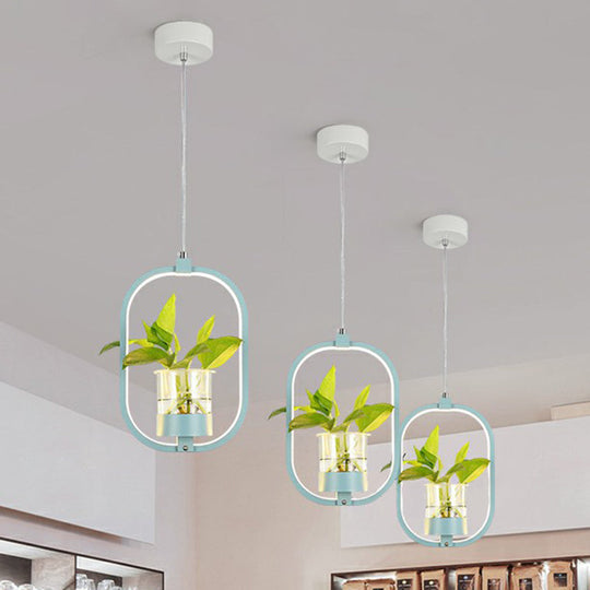 Nordic Led Ceiling Pendant With Acrylic Shade And Glass Plant Bucket - Stylish Lighting For Dining