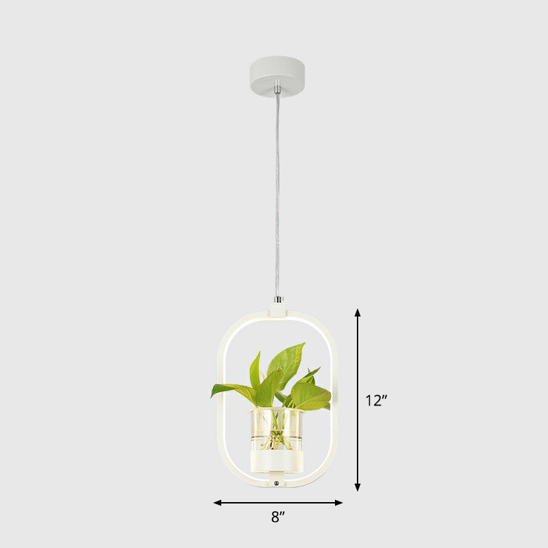 Nordic Led Ceiling Pendant With Acrylic Shade And Glass Plant Bucket - Stylish Lighting For Dining