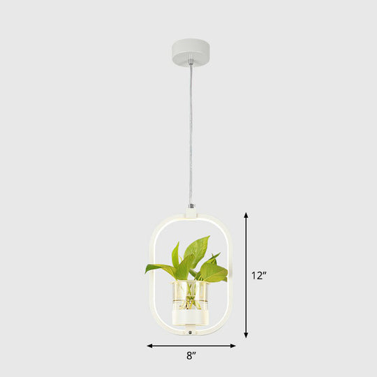 Nordic Led Ceiling Pendant With Acrylic Shade And Glass Plant Bucket - Stylish Lighting For Dining