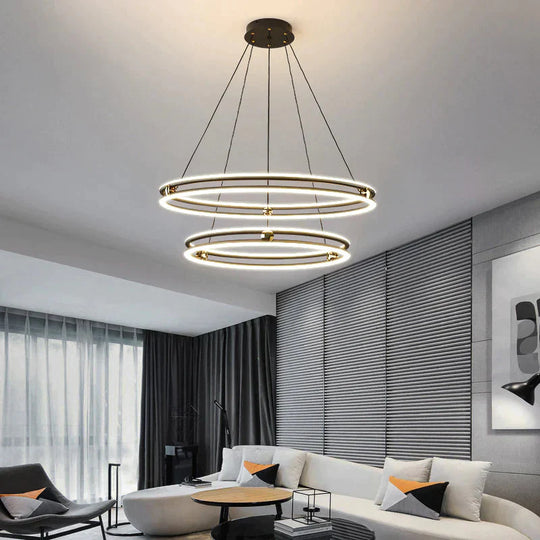 Minimalistic Black and White Circle Chandelier