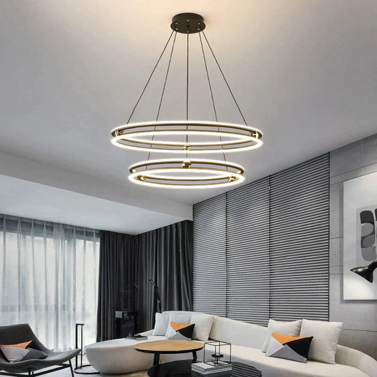 Modern Black And White Led Chandelier For Dining Room