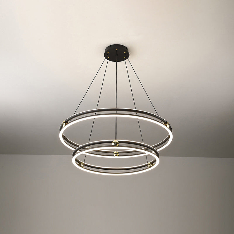 Minimalistic Black and White Circle Chandelier