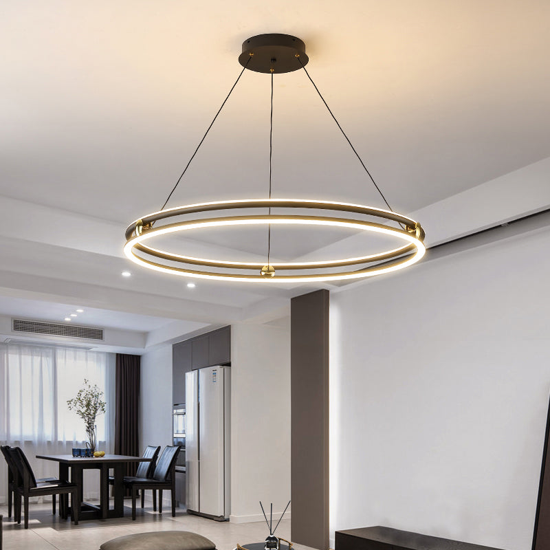 Minimalistic Black and White Circle Chandelier