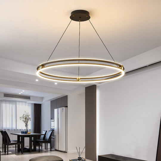 Minimalistic Black and White Circle Chandelier