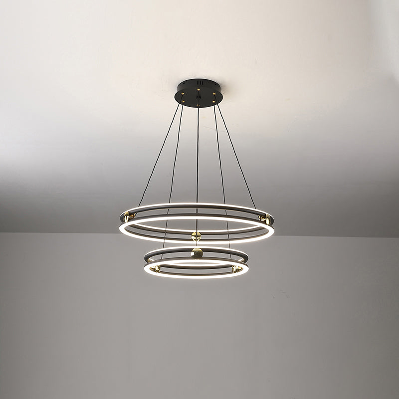 Minimalistic Black and White Circle Chandelier