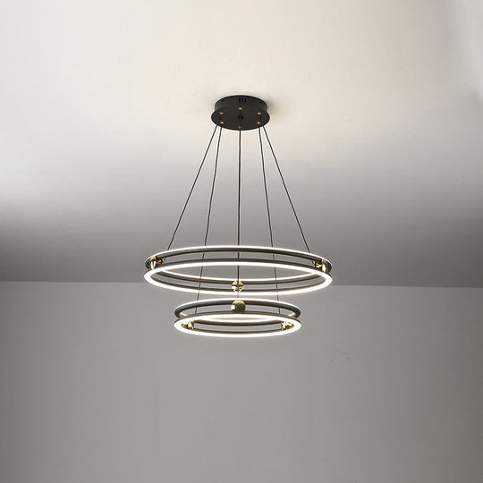 Minimalistic Black and White Circle Chandelier