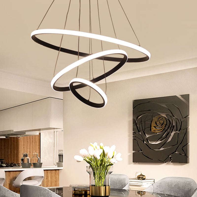 Halo Hanging Acrylic LED Chandelier Pendant Light - Minimalist & Elegant for Restaurants