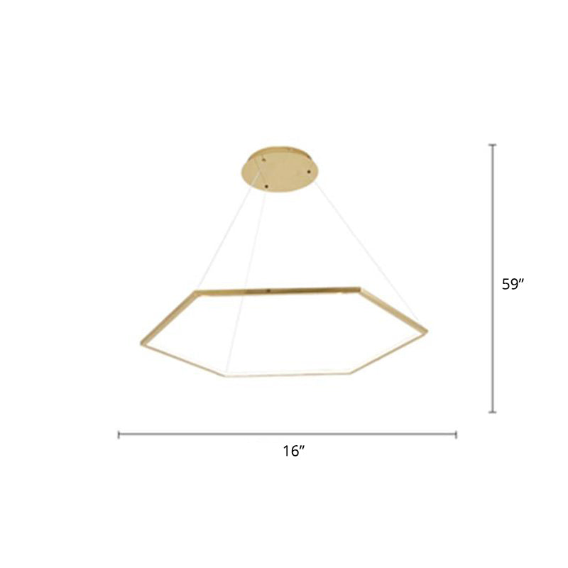 Minimalist Gold Hexagon Led Chandelier - Stainless Steel Suspension Lamp For Living Room 1 /