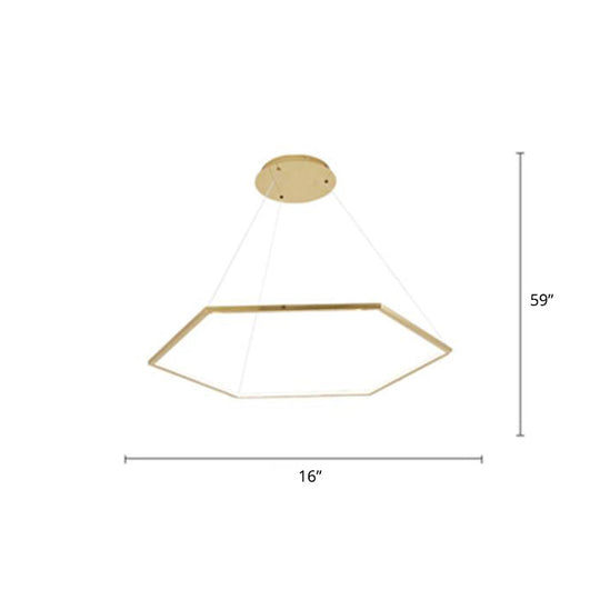 Minimalist Gold Hexagon Led Chandelier - Stainless Steel Suspension Lamp For Living Room 1 /