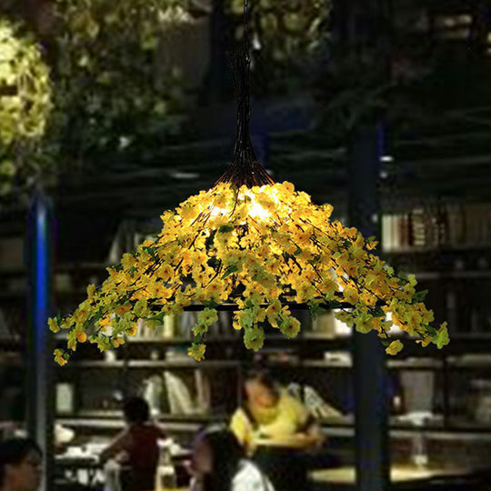 Botanic Green Metal Ceiling Chandelier - Loft Style Hanging Light For Artificial Restaurant / 43