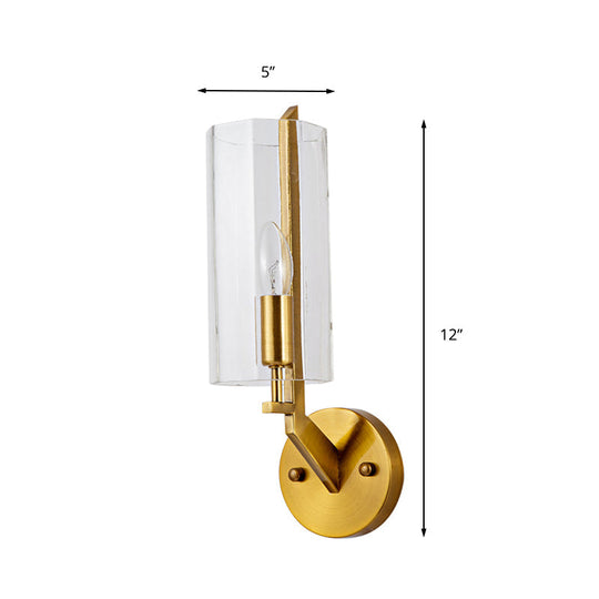 Traditional Gold Glass Wall Sconce Lamp With Clear Tube Bulbs Ideal Bedside Lighting Fixture