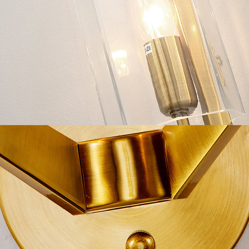 Traditional Gold Glass Wall Sconce Lamp With Clear Tube Bulbs Ideal Bedside Lighting Fixture