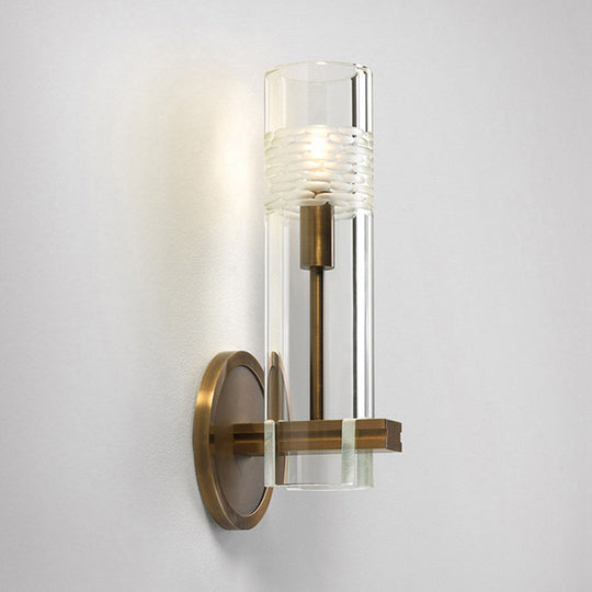 Clear Glass Wall Mounted Lamp With Gold Finish - Perfect For Living Room 1 /