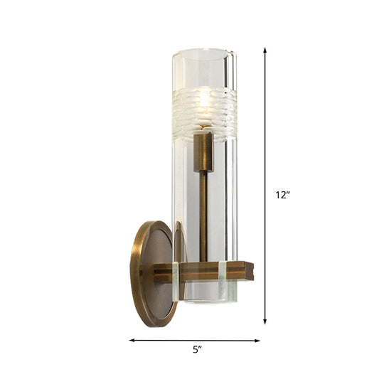 Clear Glass Wall Mounted Lamp With Gold Finish - Perfect For Living Room