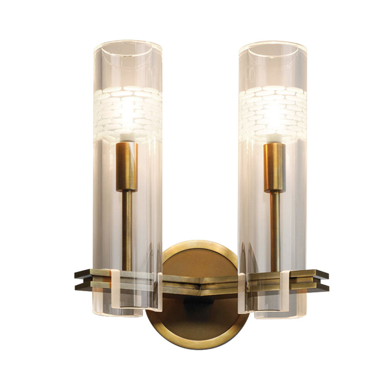 Clear Glass Wall Mounted Lamp With Gold Finish - Perfect For Living Room