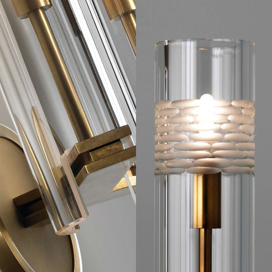 Clear Glass Wall Mounted Lamp With Gold Finish - Perfect For Living Room